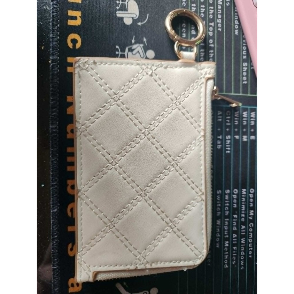 A New Day Card Case Wallet Womens OS Cream Good Quilted Keychain Zip Pouch